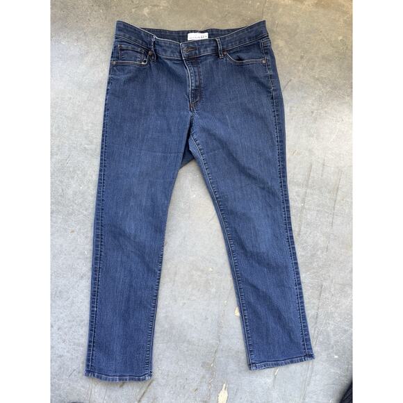5 for $17 Loft Outlet Jeans Women’s 12 Blue Dark Wash Curvy Strait Denim Button - Picture 4 of 7